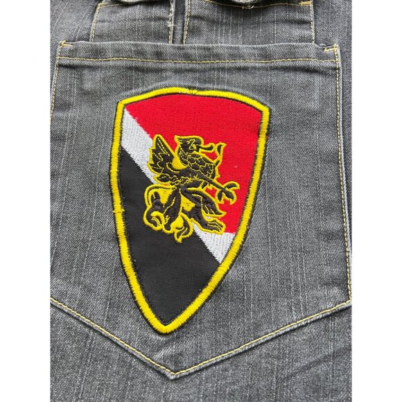 Vintage Red Ape Mens Y2K Black Denim Jeans 40/32 With Logo Patch Y3 - Picture 10 of 11